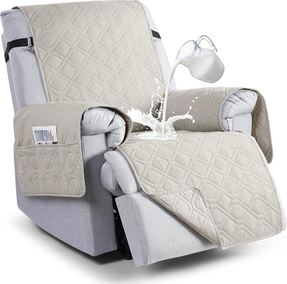 VANSOFY 100% Waterproof Recliner Chair Covers, Recliner Cover (Beige, 23.6")